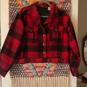 Plaid Red and Black Women's Jacket